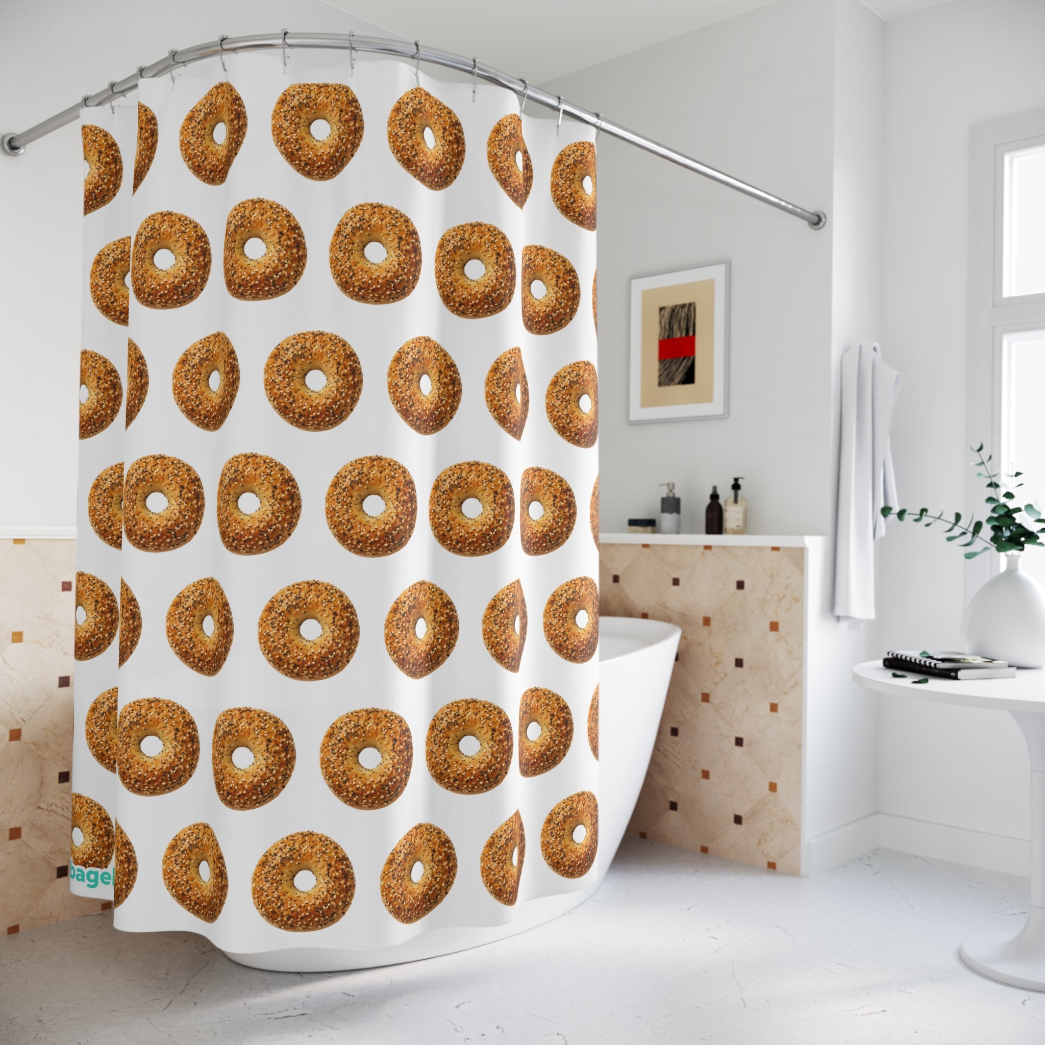 Bagel Pattern Shower Curtain