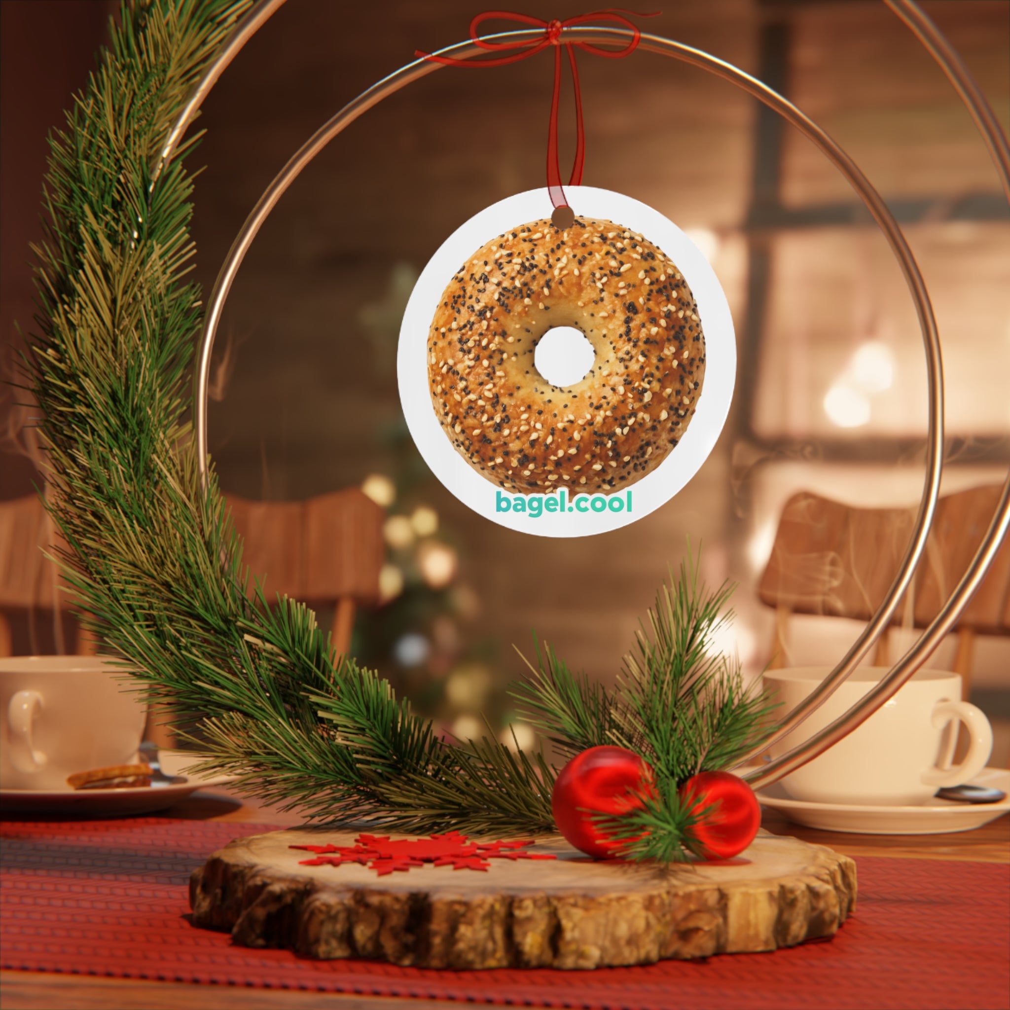 Bagel Icon Metal Ornament