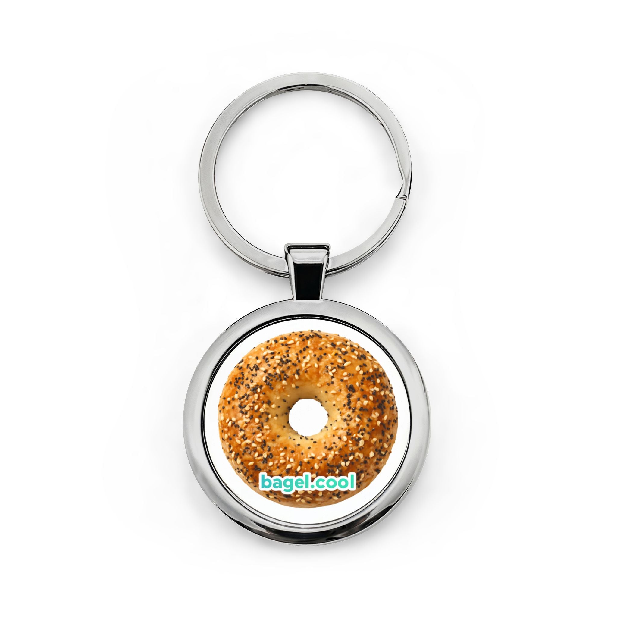 Bagel Icon Round Stainless Steel Keyring